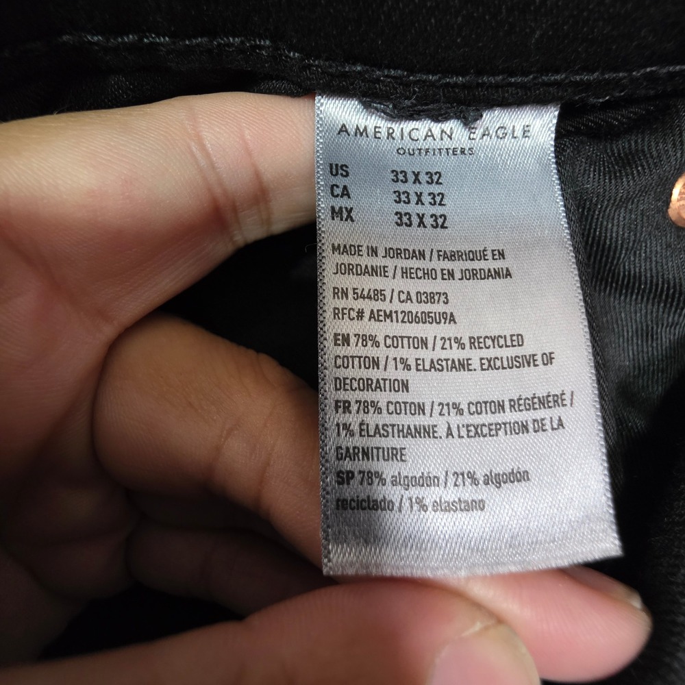 American Eagle Athletic Skinny Distressed Black Jeans Mens 33x32 - Picture 2 of 9